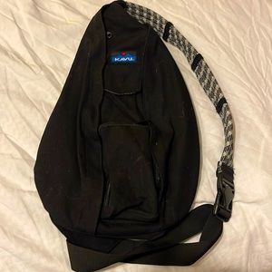 Kavu Black Crossbody Bag with Patterned Strap